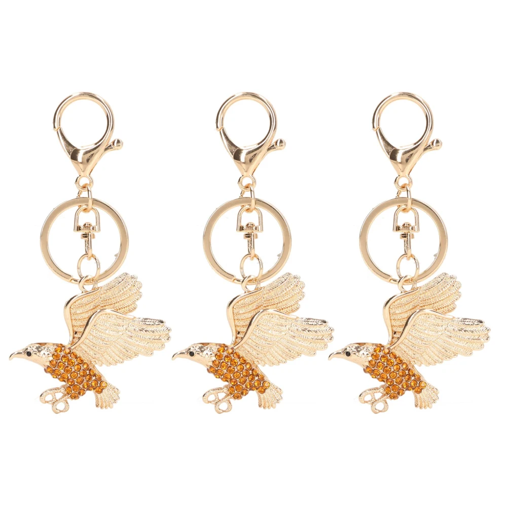 3 Pcs Eagles Keychain Cute Exquisite Details Gold Rhinestone Keychain for Bag Pendant Car Decoration Gifts