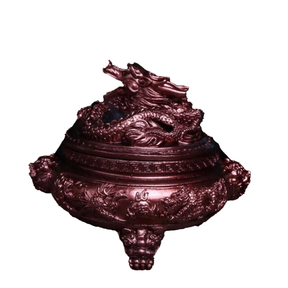 3 Foot Incense Burner Retro Appearance Exquisite Details Incense Holder for Home Ornaments Gifts Red Copper