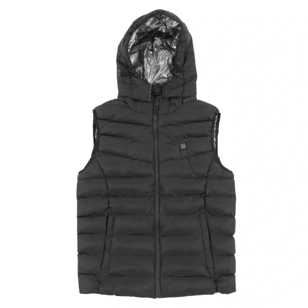 Heated Vest Three Level Temperature Adjustment Waterproof Black Electric Heating Hooded Vest for Women Men XL