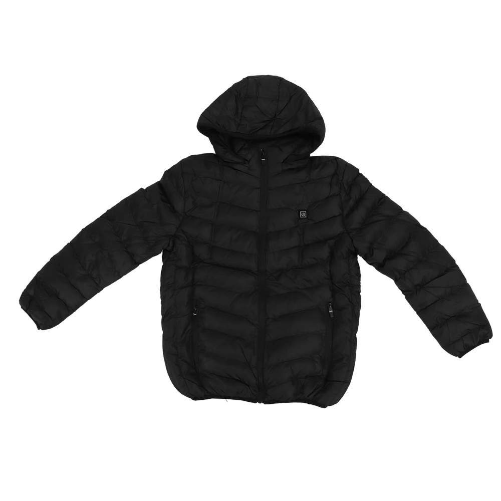 Heated Jacket Intelligent Thermostatic Electric Heating Black Hooded Warm Heated Coat for Men Women L