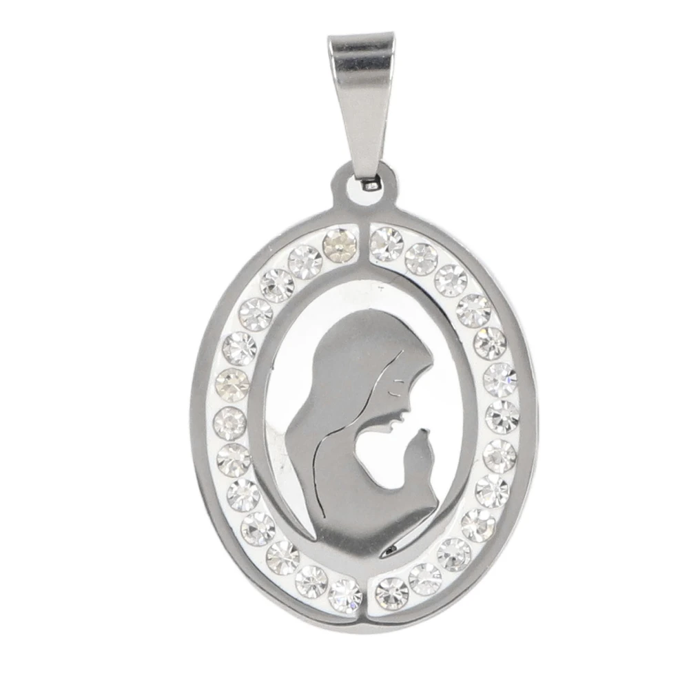 Virgin Mary Pendant Exquisite Carving Titanium Steel Virgin Mary Jewelry for Men Women Daily Wear Silver