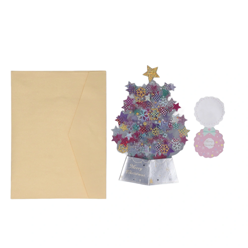 3D Christmas Card Foil Stamping Durable PET Proper Size Vivid Colors 3D Crystal Card for Party Holiday Decoration Pink