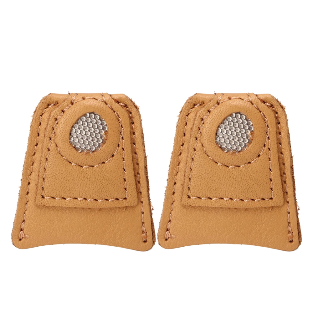 2pcs Leather Coin Thimble Pad DIY Handcraft Cowhide Leather Finger Protectors for Sewing Quilting