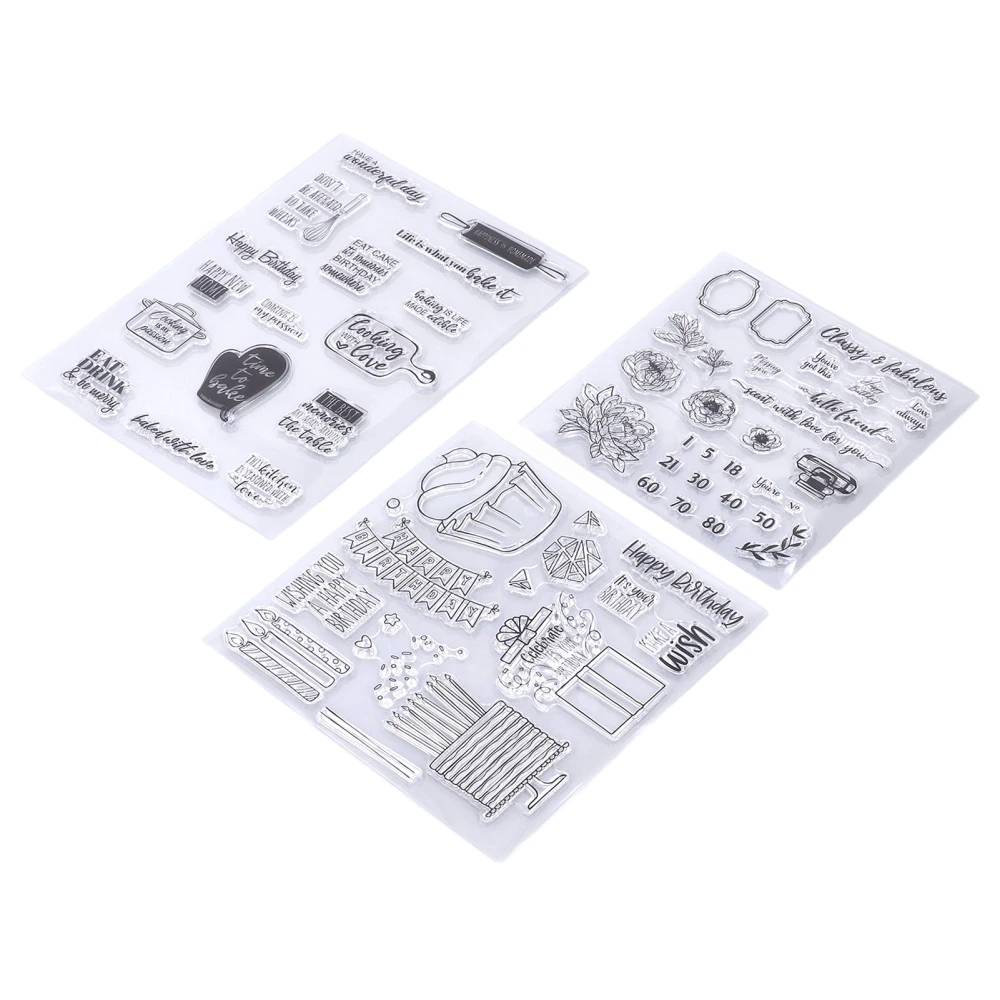 3pcs Clear Stamp DIY Scrapbook Handbook Album Decorative Transparent Stamp Paper Crafts Hand Made Gifts