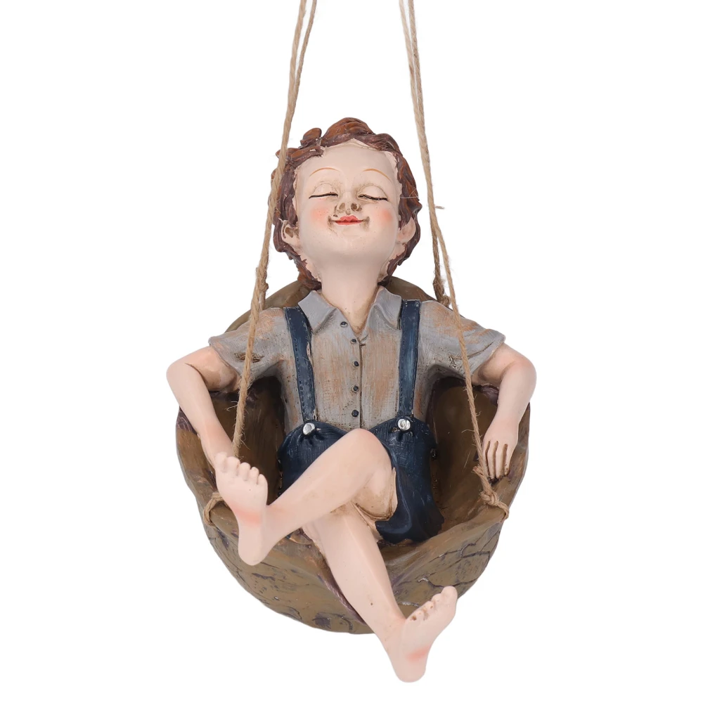 Hanging Boy Statue Hand Painted Rainproof Windproof Resin Outdoor Hanging Statues Garden Statue