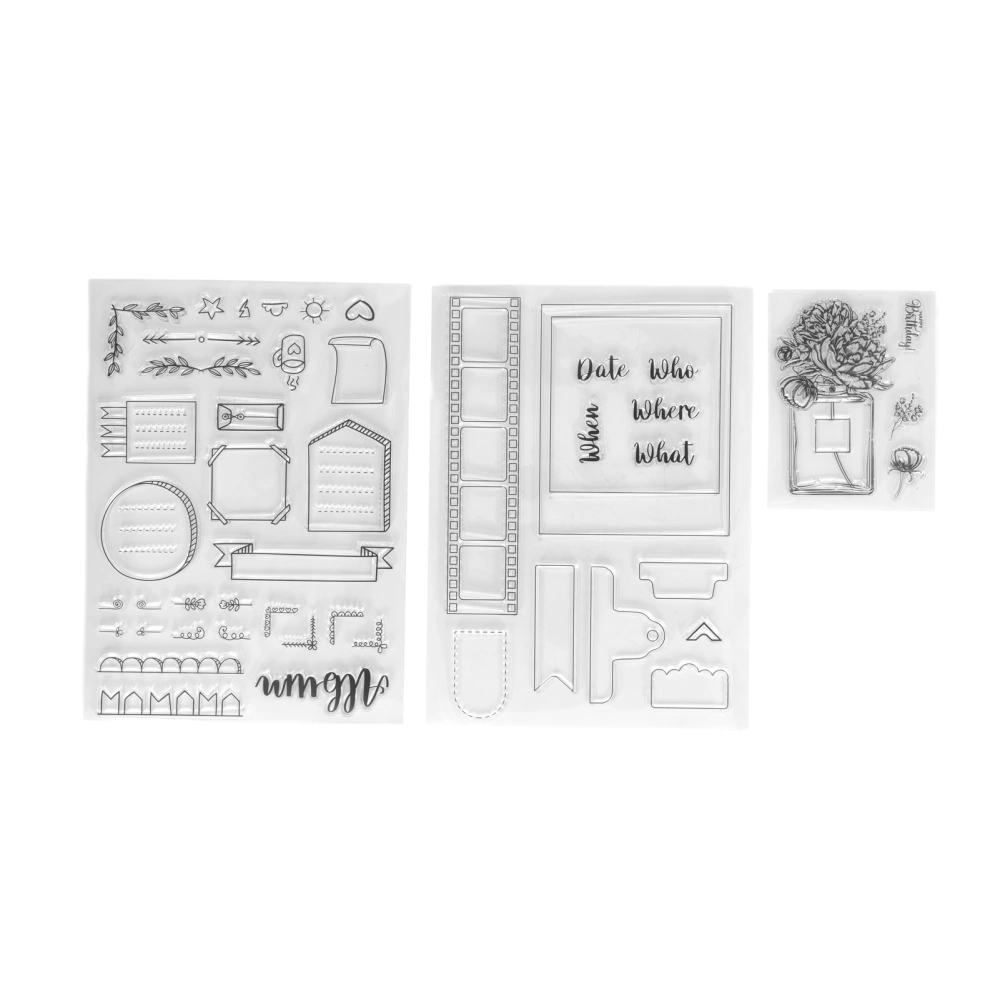 3pcs Clear Stamps DIY Interesting Durable Reusable TPR Material Transparent Appearance Embossing Scrapbooking Tool