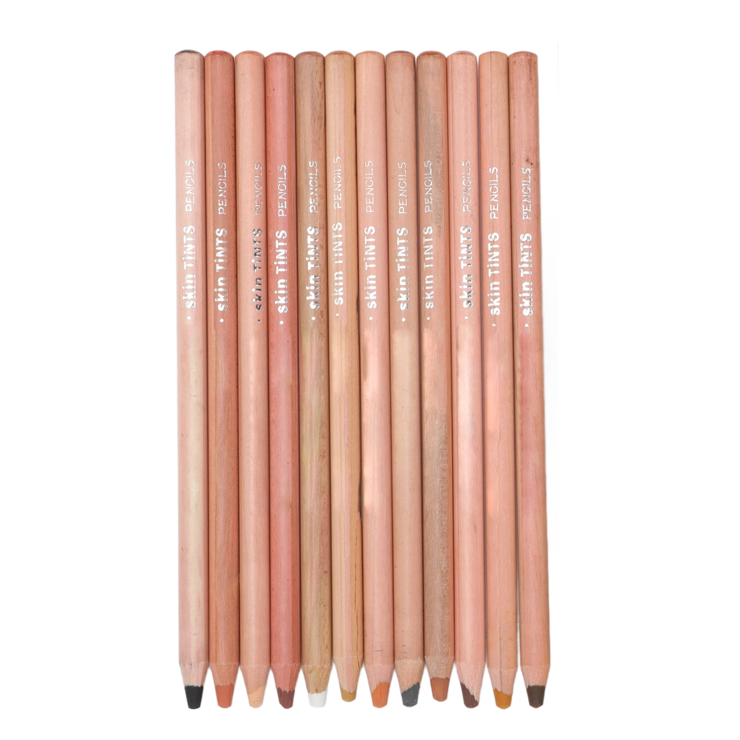 12 Colored Pencils with Pencil Sharpener Fleshcolor Professional Anti Cracking Portrait Pastel Pencils for Sketching