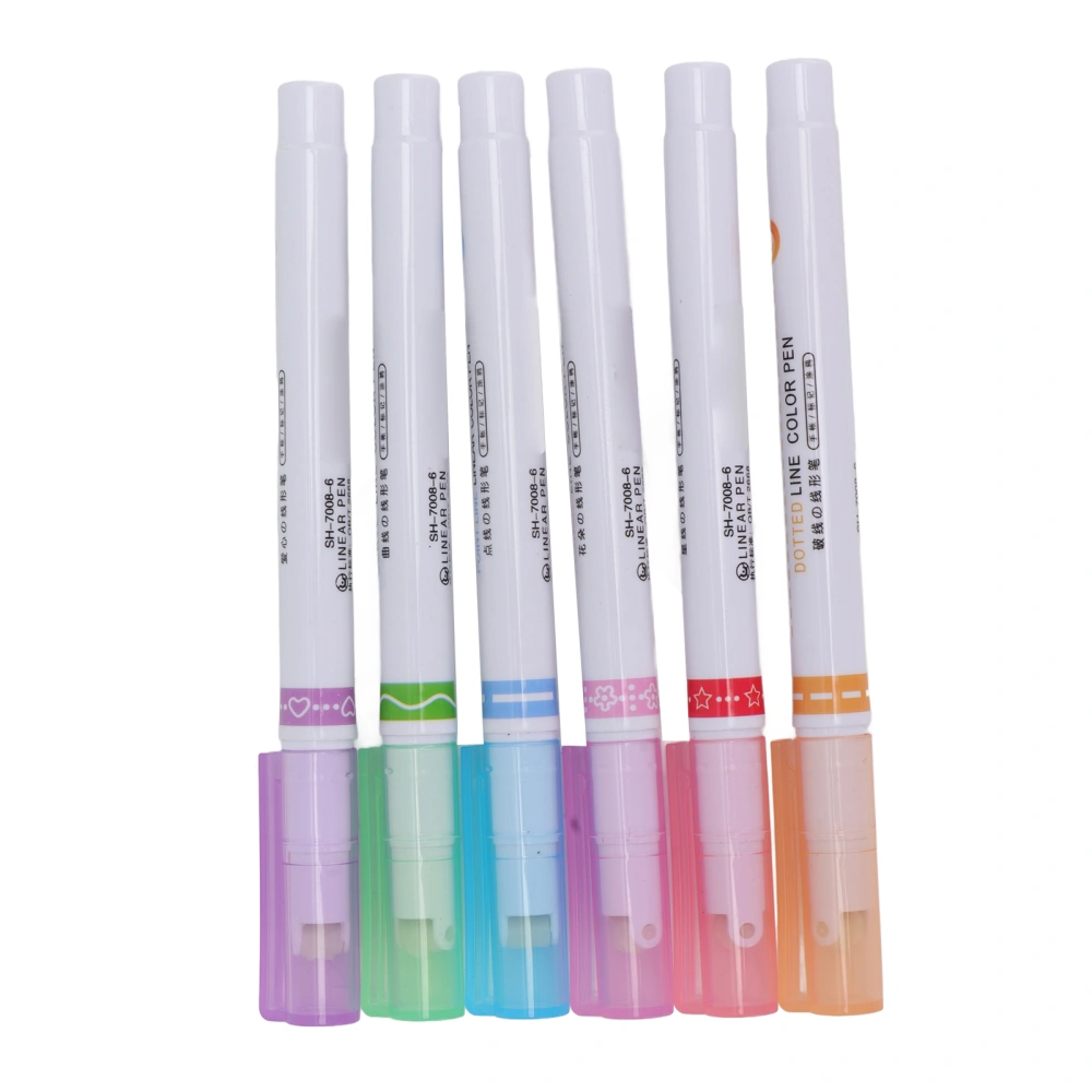 Outline Markers 6 Colors Different Curves Shapes Smoothing Writing Large Capacity Outline Pens