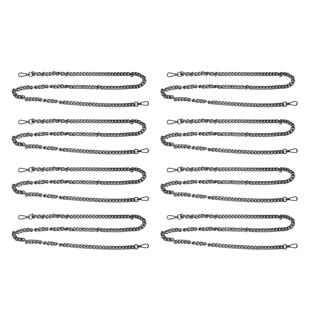 8pcs Curb Chain 8 Side Milled Straight Buckle 1.2meter DIY Decorative Craft Curb Chain for Jewelry Accessories Silver Black