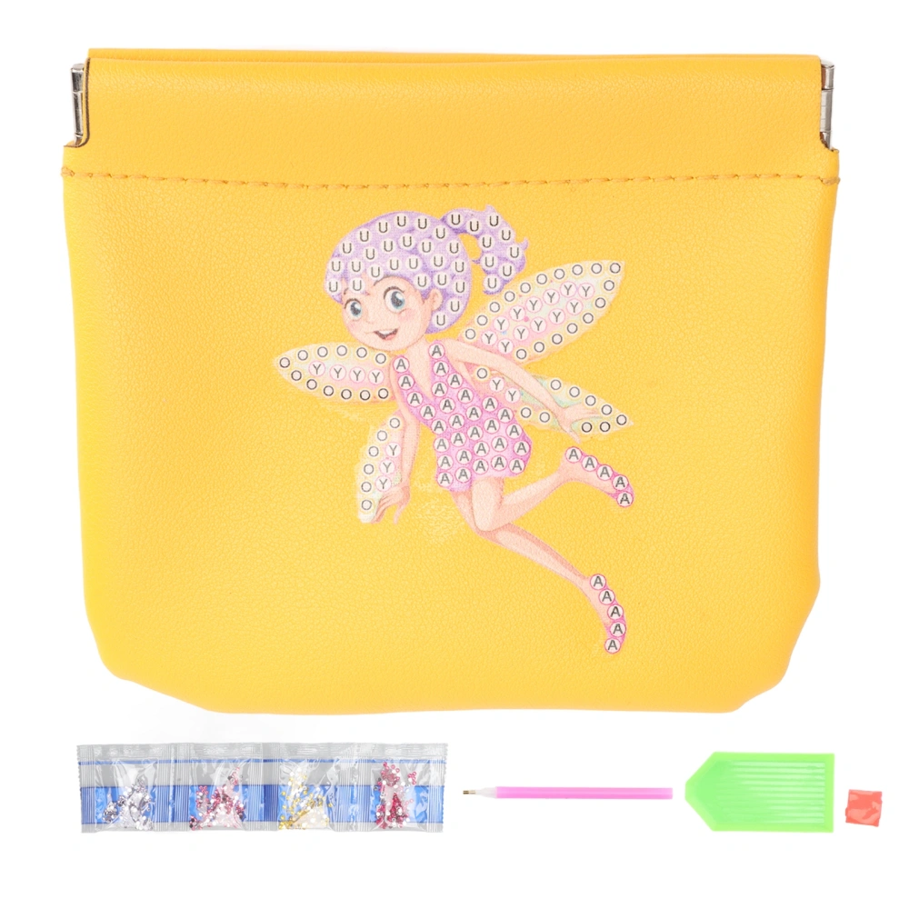 Rhinestone Painting Makeup Bag Cute Little Girl Pattern DIY Handcraft Shiny Cosmetic Bag for Lipstick Coins