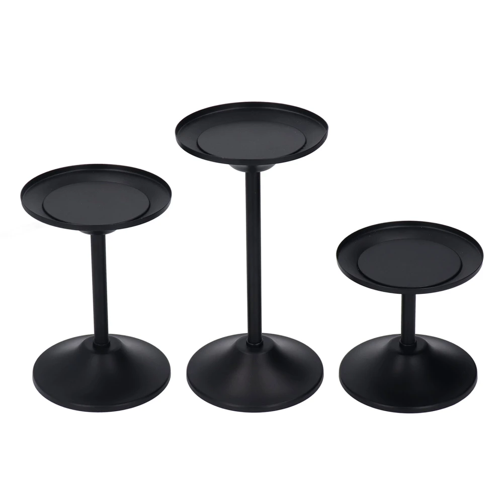 3 Pcs Candle Holders Set Retro Style Simple Modern Black Candlestick Holders for Restaurants Living Rooms Parties