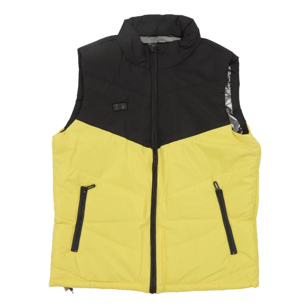 Heated Vest Eleven Heating Zones 3 Adjustable Levels USB Power Supply Washable Heated Jacket with Inside Pocket Yellow Black M 52.5‑60kg