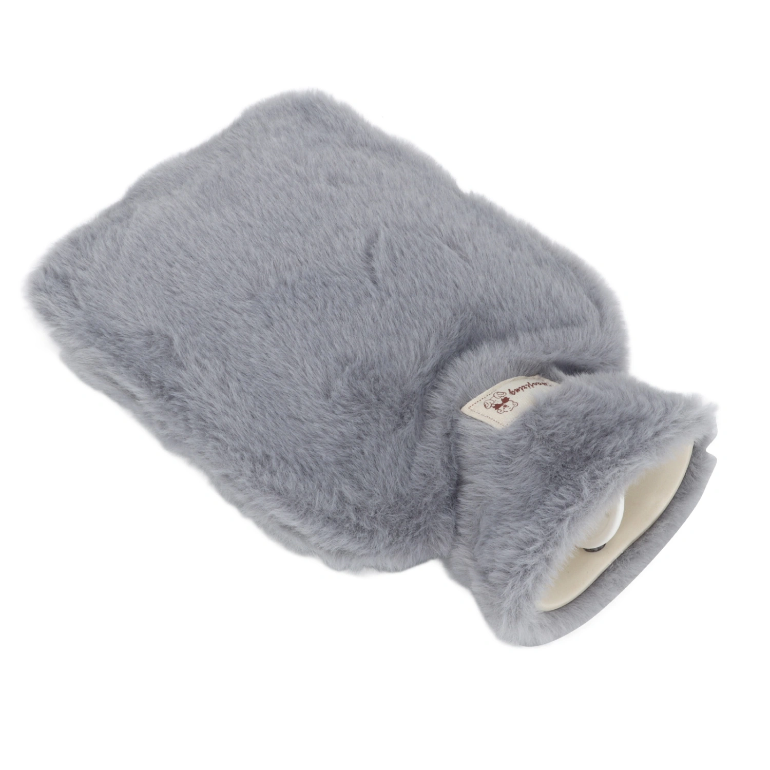Plush Hot Water Bottle 1000ml Wide Mouth Anti Slip Texture Warm Water Bottle with Washable Soft Plush Cover for School Office Light Gray