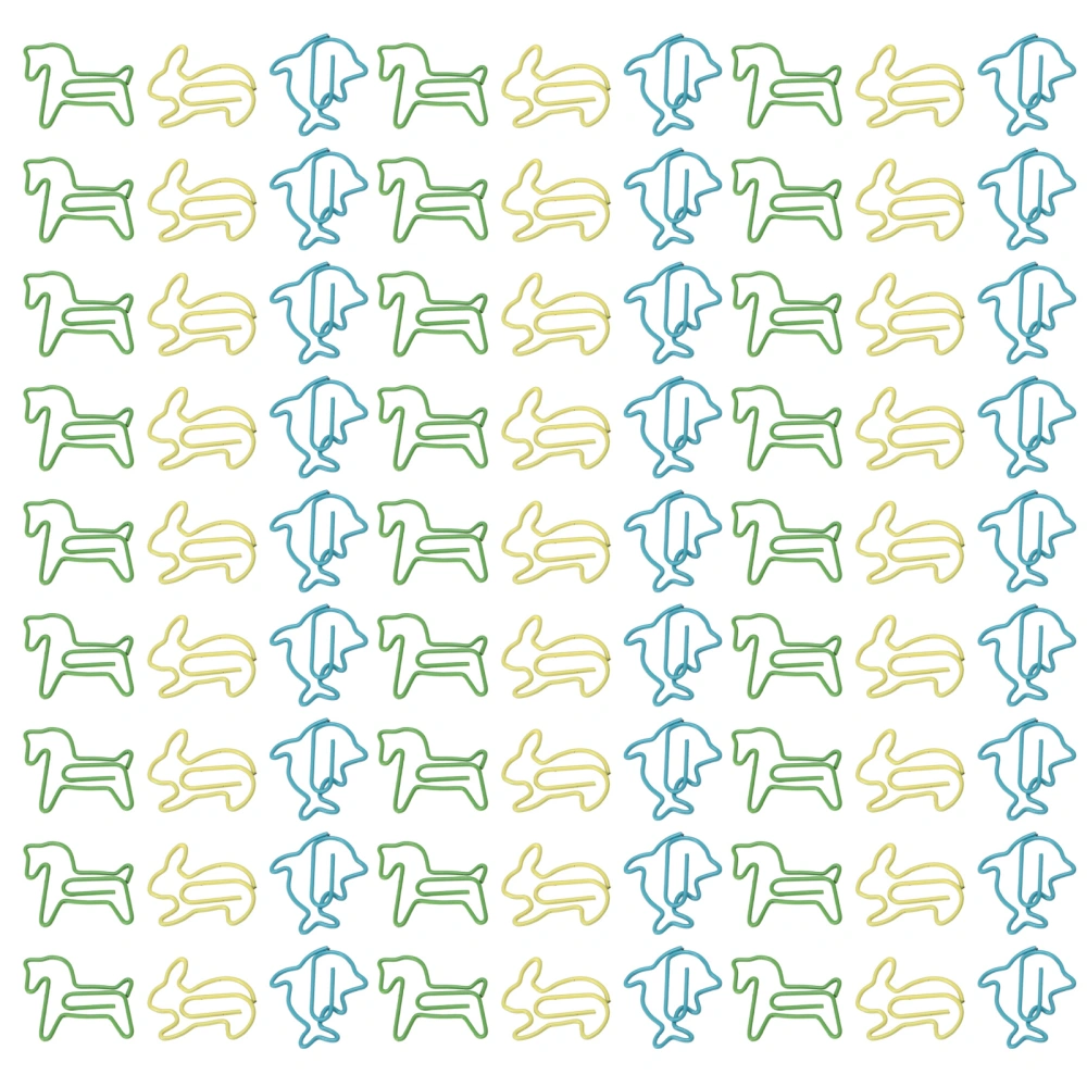 32 Box Paper Clips 3 Colors Innovative Pony Rabbit Dolphin Combo Small Metal Paperclips for Paperwork Office School