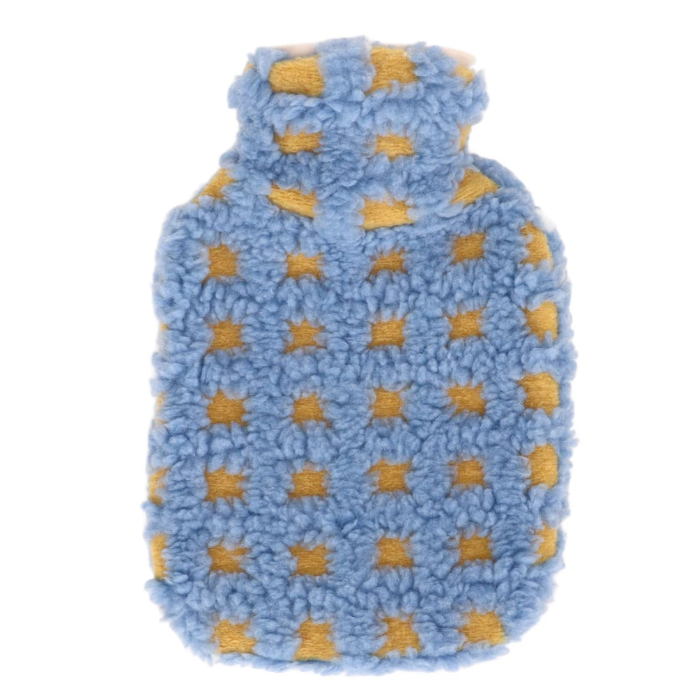 Plush Hot Water Bottle 1000ml Anti Scalding Soft Hot Water Bag with Plush Cover for Home Travel Office Light Blue