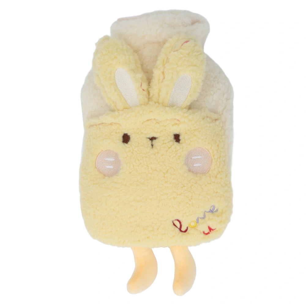 Hot Water Bag with Cover 1000ml Plush Cartoon Cute Thickened PVC Warm Water Bag for Neck Shoulder Hand Feet Yellow