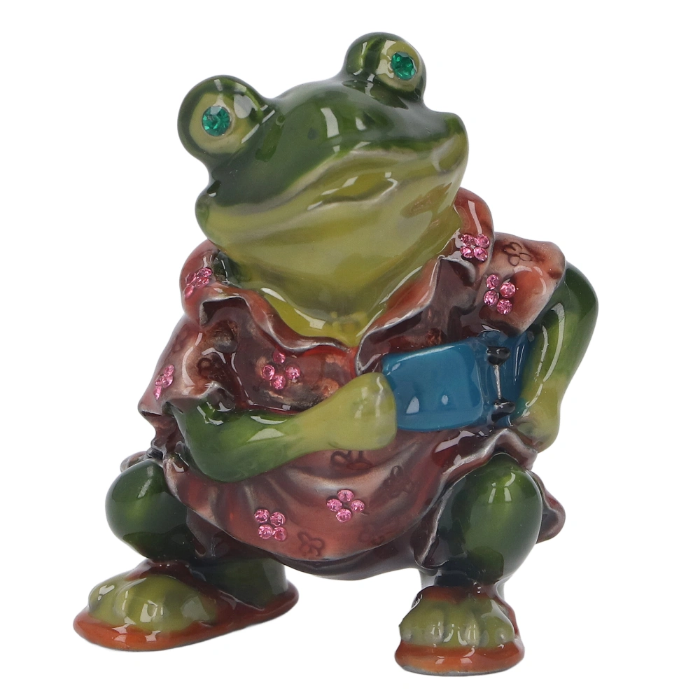 Frogs Trinket Box Exquisite Vivid Hand Painted Metal Jewelry Box for Tabletop Decoration Gifts