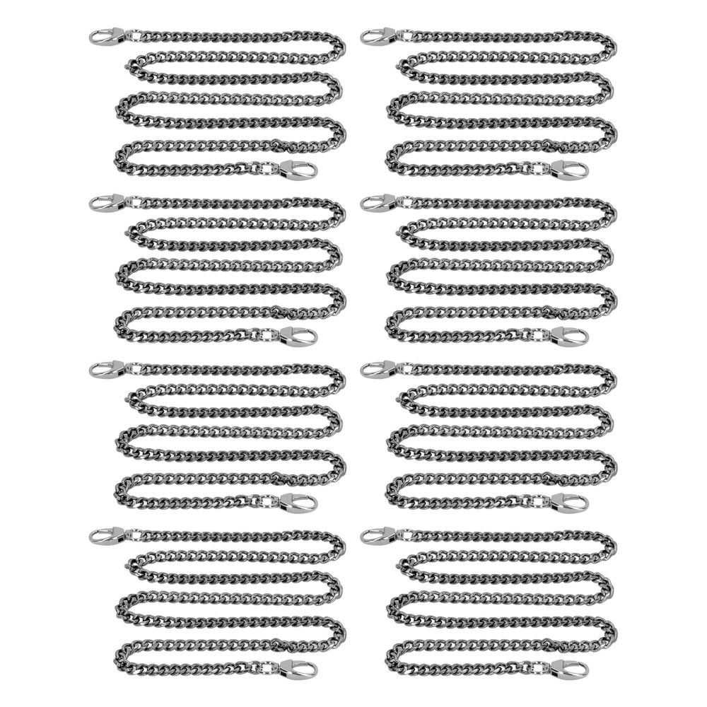 8 Pcs 1m Aluminum Curb Chain Rustproof Twisted Links Oval Buckle Bag Chain For DIY Necklace Bracelet Jewelry Making Silver Black