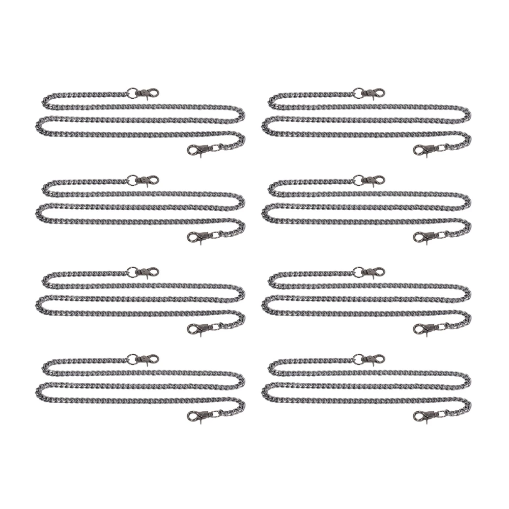 8Pcs Aluminum Curb Chains 39.4in Exquisite Silver Black Durable Multi Purpose Metal Craft Chain for Necklace Anklet DIY