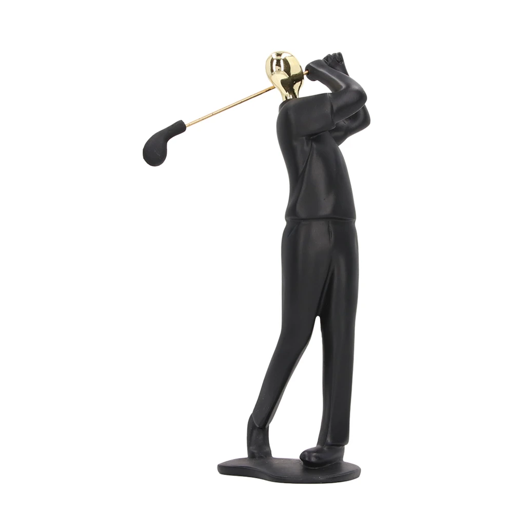 Golfer Figurine Matte Black Beautiful Posture Antislip Base Smoothing Line Golfer Man Statue for Bookshelf Desk Cabinet