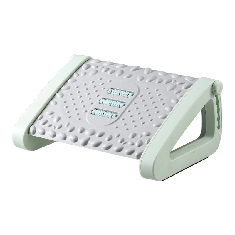 Foot Step Stool Massage Roller Function Simple Style Compact Plastic Material Foot Rest for Under Desk Home Office Green