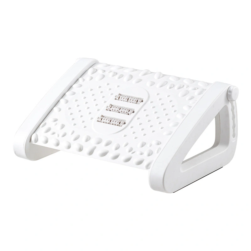 Foot Step Stool Massage Roller Function Simple Style Compact Plastic Material Foot Rest for Under Desk Home Office White