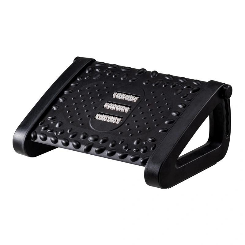 Foot Step Stool Massage Roller Function Simple Style Compact Plastic Material Foot Rest for Under Desk Home Office Black