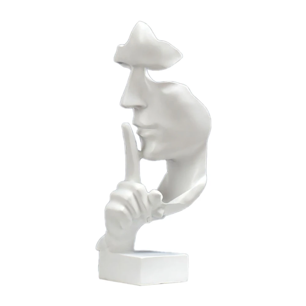 Thinker Statue Vivid Shape Compact Synthetic Resin Attractive Decorative Silence Is Golden Figurine for Home White