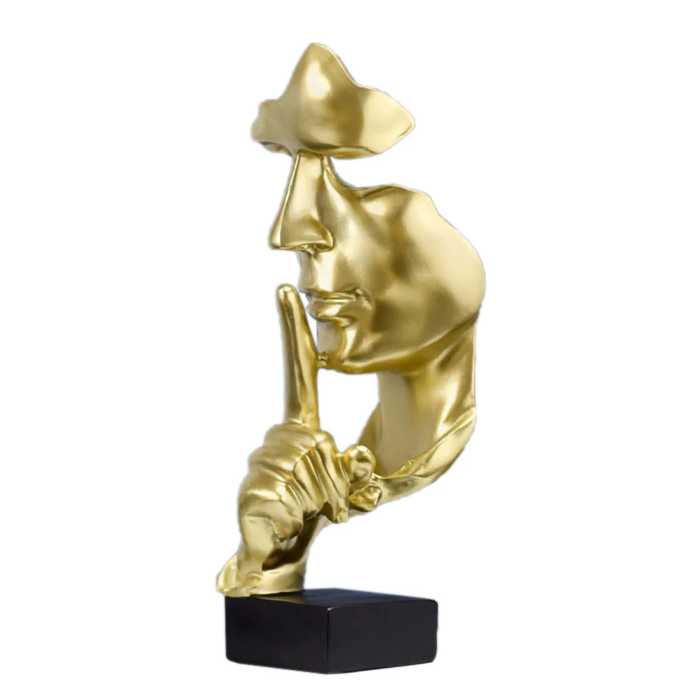 Thinker Statue Vivid Shape Compact Synthetic Resin Attractive Decorative Silence Is Golden Figurine for Home Light Gold