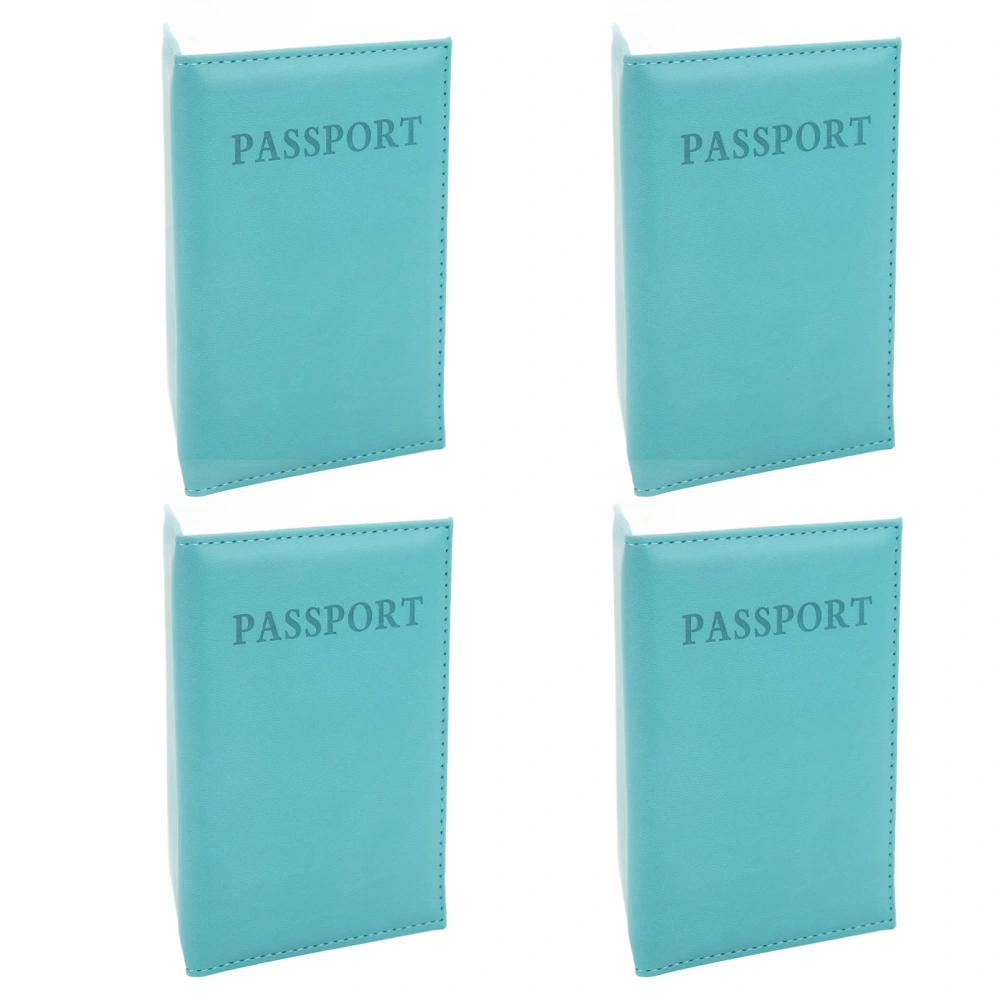 4 Pcs Passport Holder Soft Waterproof PU Leather Travel Passport Holder Cover Wallet for Men Women Light Blue