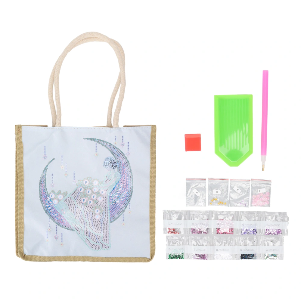 6 Sets Rhinestone Painting Tote Bag Portable Exquisite Large Capacity DIY 5D Crystal Rhinestone Painting Handbag