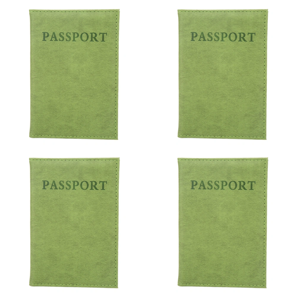 4 Pcs Passport Holder Exquisite Soft Waterproof PU Leather Passport Storage Holder Cover Wallet for Travel Light Green