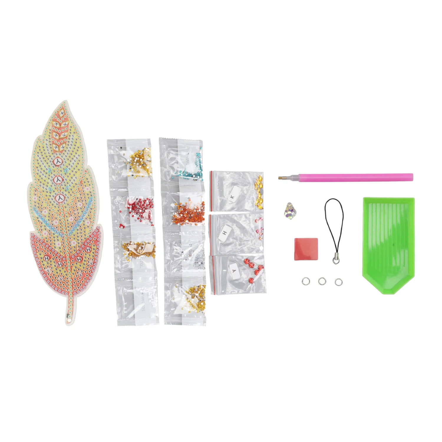 Rhinestone Painting Bookmark Leaf Shape DIY Making HD Pattern Shiny Decorative Rhinestone Art Bookmark for Crafts
