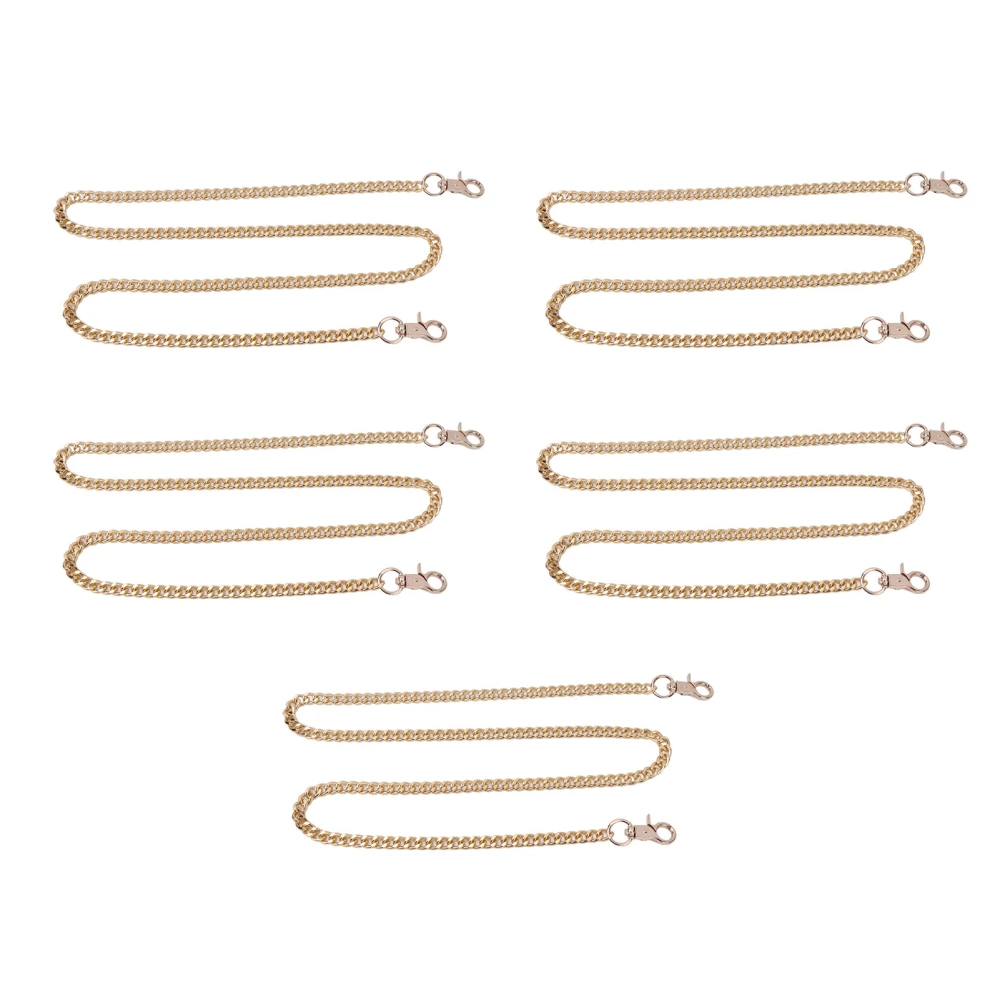 5Pcs Aluminum Curb Chains 39.4in Elegant Exquisite Luster Durable Multi Purpose Metal Craft Chain for Jewelry Bag DIY Gold