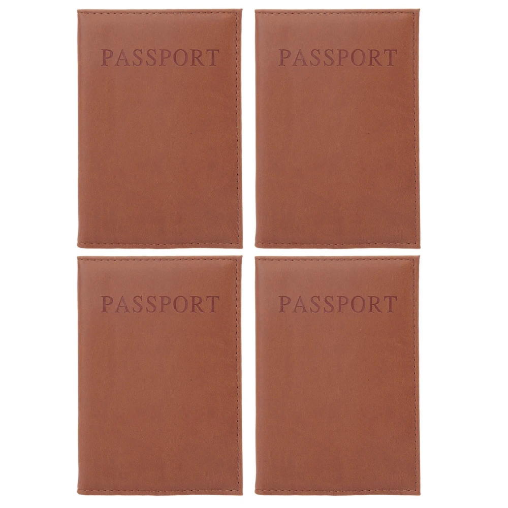 4Pcs Passport Card Holder Stylish Design Pure Color Soft Waterproof Passport Cover for Travel Business Outdoor Earthy Yellow