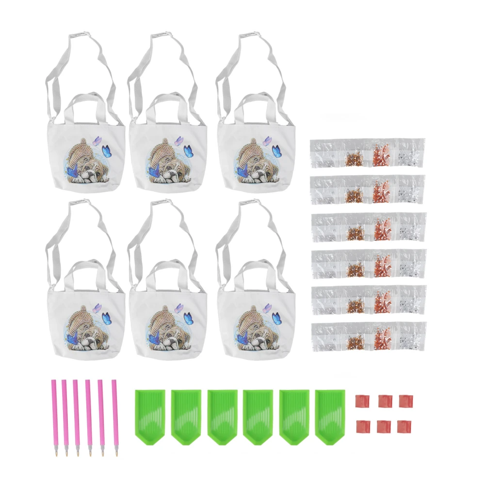 6 Sets Rhinestone Painting Tote Bag Exquisite Design 5D Rhinestone Painting Bag DIY Crafts for Kids Adults