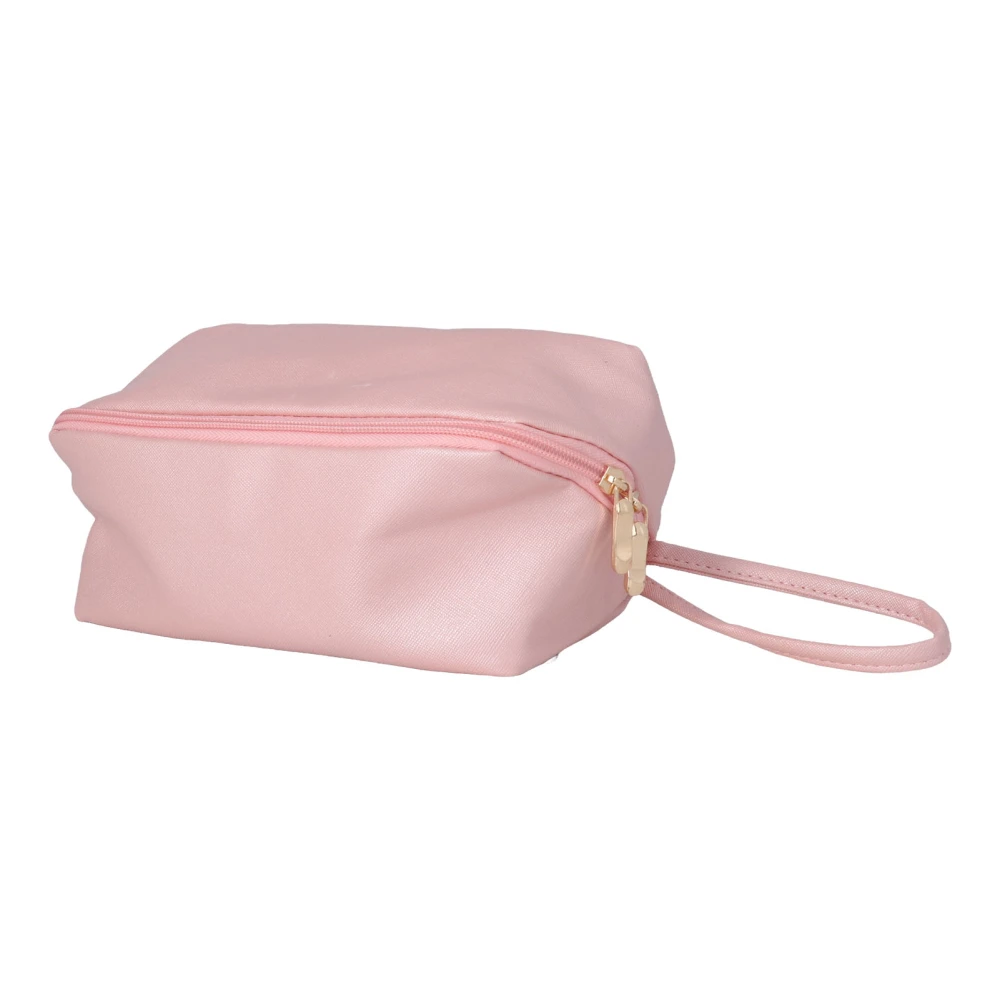 Cosmetic Bag Large Capacity Waterproof Metal Zipper Small Portable Travel Storage Bag with Handle for Business Trip Pink