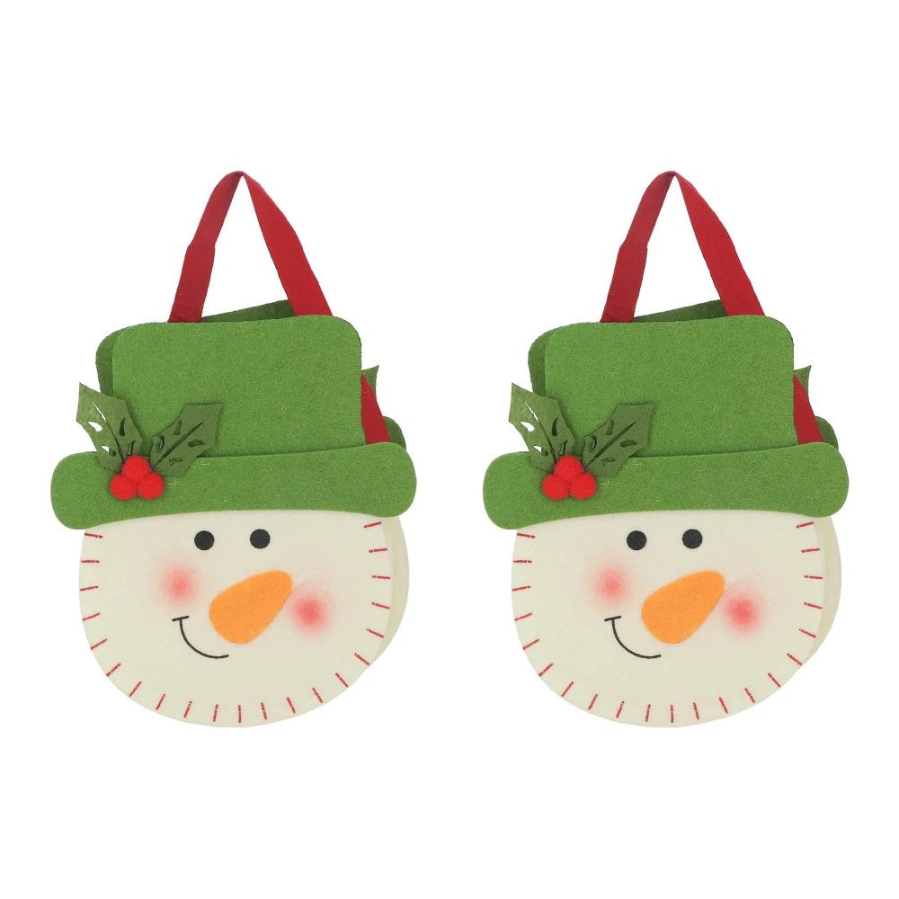 2Pcs Christmas Candy Handbag Lightweight Durable Gift Bag for Holiday Party Decoration Christmas Snowman