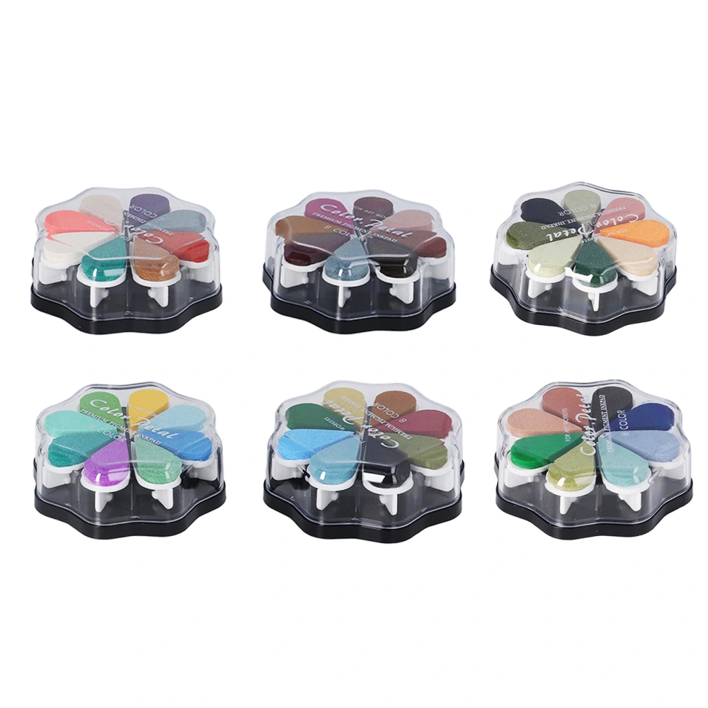 6 PCS Washable Ink Pad Petal Shape 8 Metal Colors Strong Coverage DIY Washable Ink Pads for Rubber Stamps