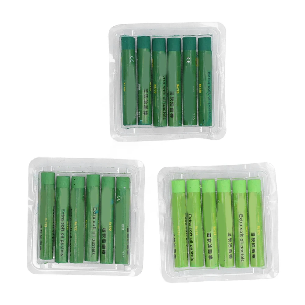 18Pcs Oil Pastels Forest Green Series Vibrant Colour Easy Blending Shading Oil Crayons for Impasto Stenciling Dotting