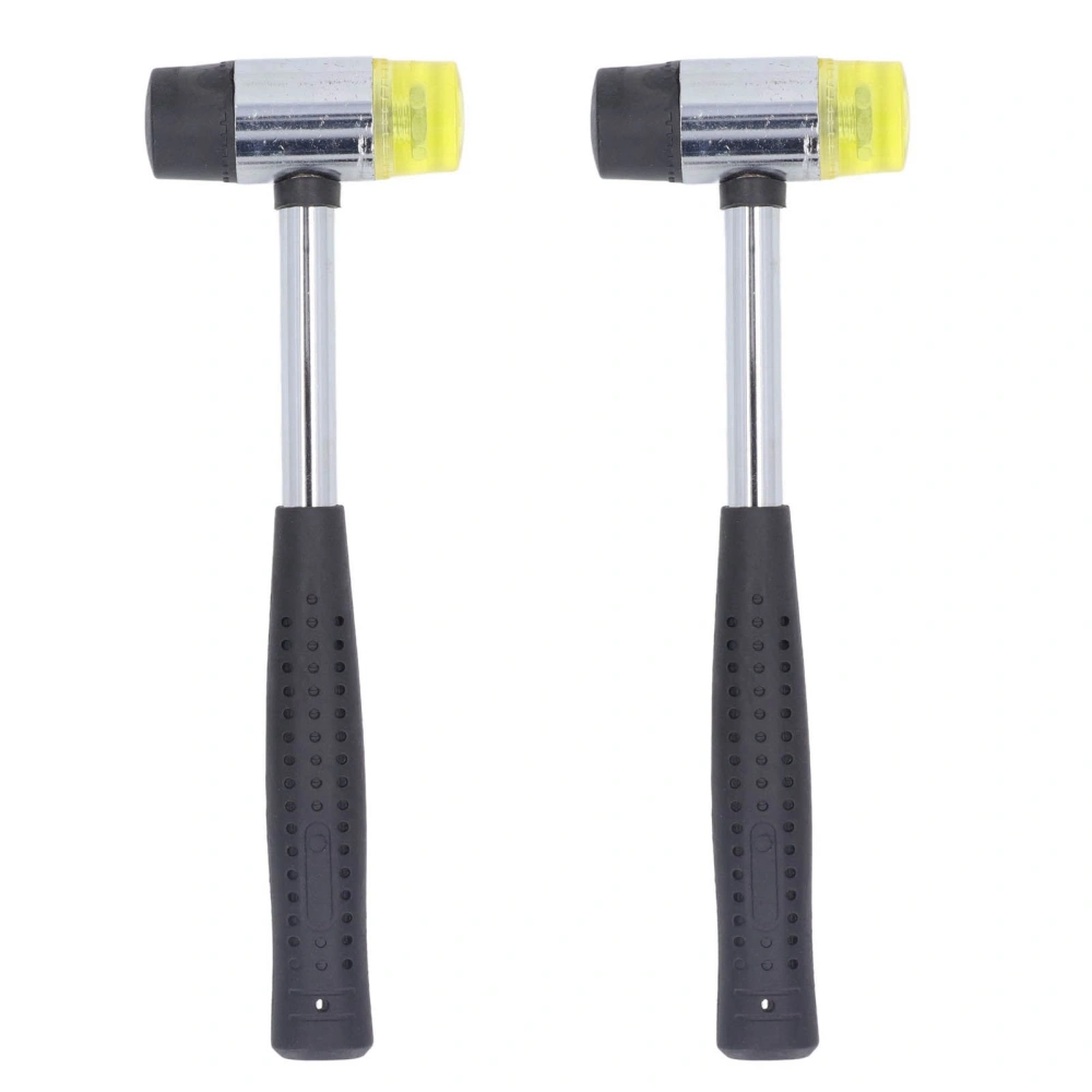 2pcs Rubber Hammer 25mm Hollow Steel Nonslip Handle Rubber Mallet with Detachable End for Woodworking Jewelry