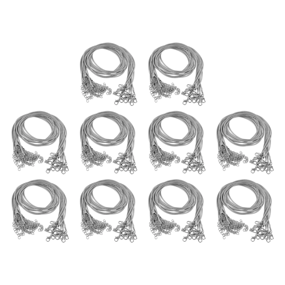 100pcs Waxed Necklace Cord Adjustable Length DIY Production Rope Necklace for Jewelry Making Grey