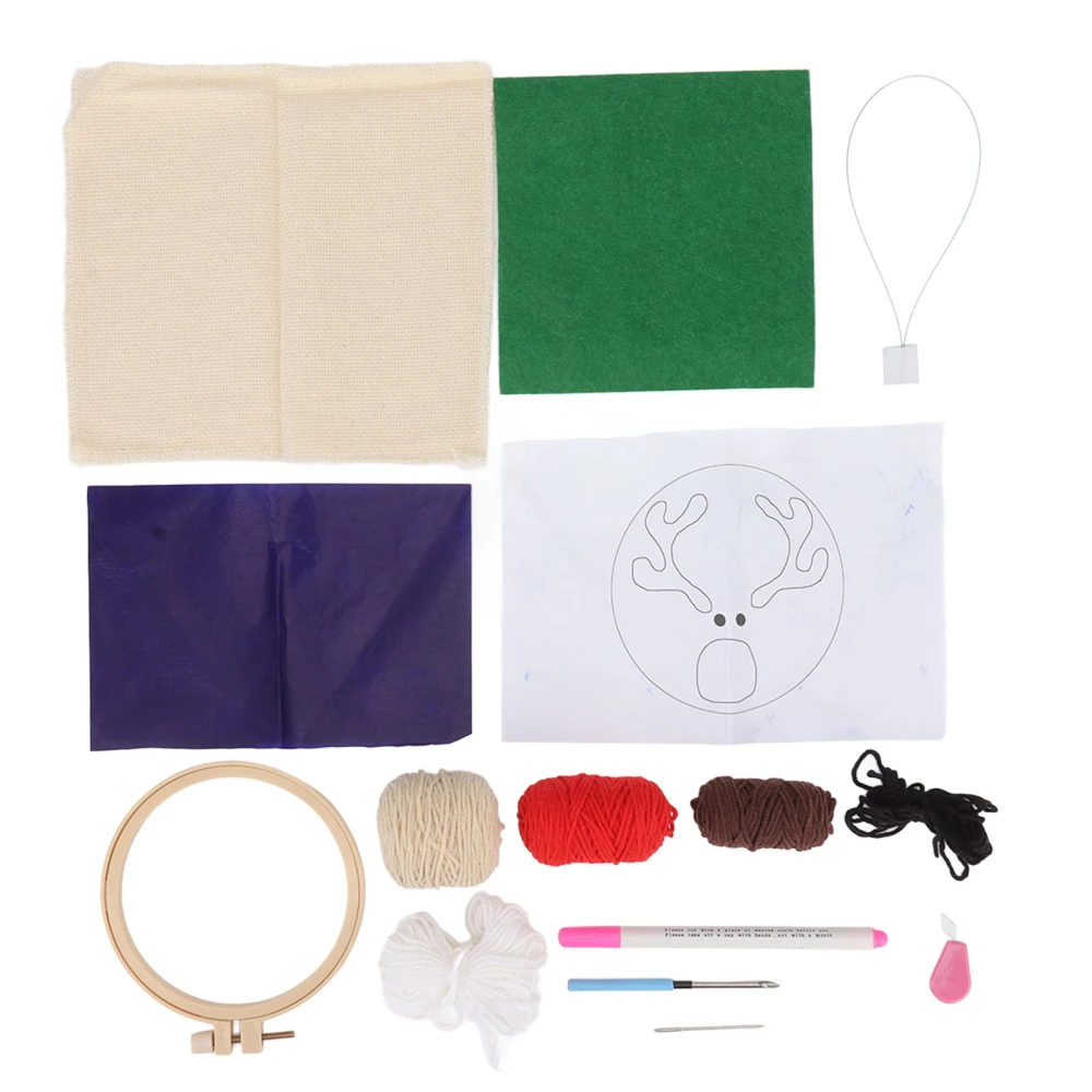 Punch Needle Kit Hand Made DIY Christmas Elk Pattern Wool Embroidery Kit Home Decoration Gift