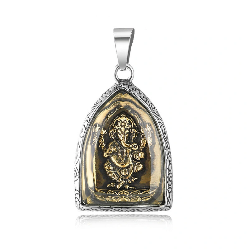 Elephant Buddha Pendant Titanium Steel High Hardness Exquisite Texture Ganesha Pendant for Men Women