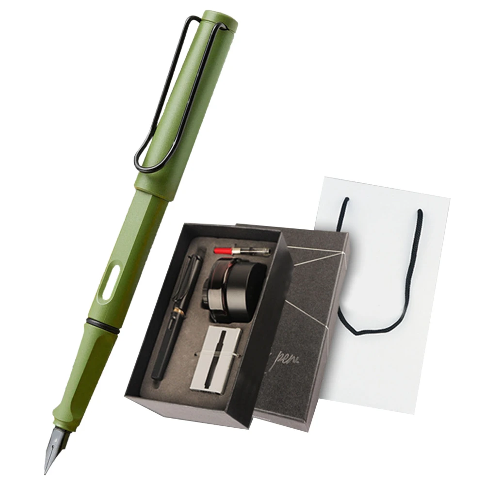 Pen Ink Gift Box Set 0.5MM Nib Smoother Writing Exquisite Pen Calligraphy Set for Holiday Birthday Gifts Matte Green F 0.5-0.7