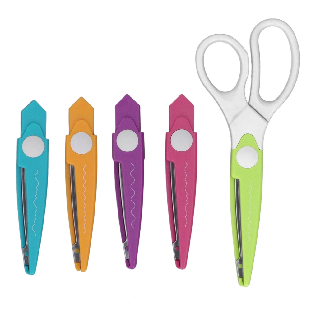 5 in 1 Craft Scissors Decorative Edge with 4 Replaceable Blades DIY Handcraft Stainless Steel Kids Scissors for School