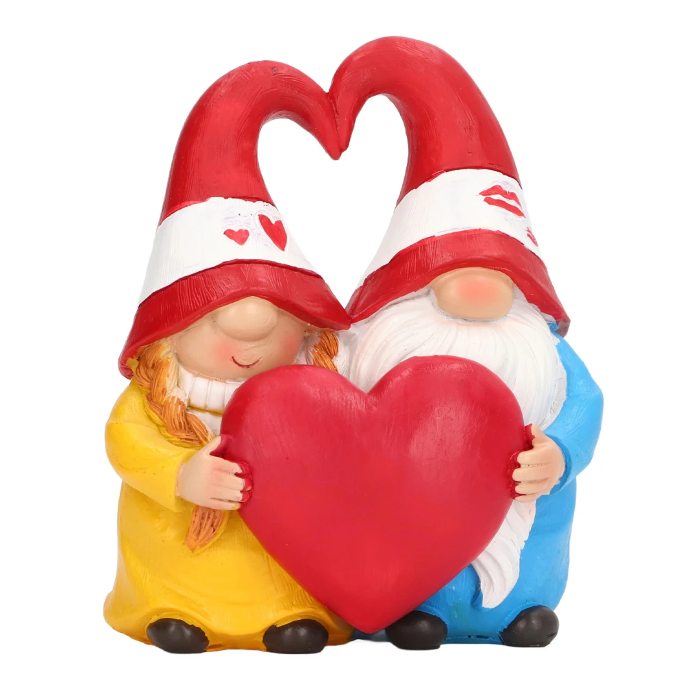 Gnome Couple Statue Exquisite Waterproof Colorfast Resin Gnome Ornament for Garden Backyards Decoration