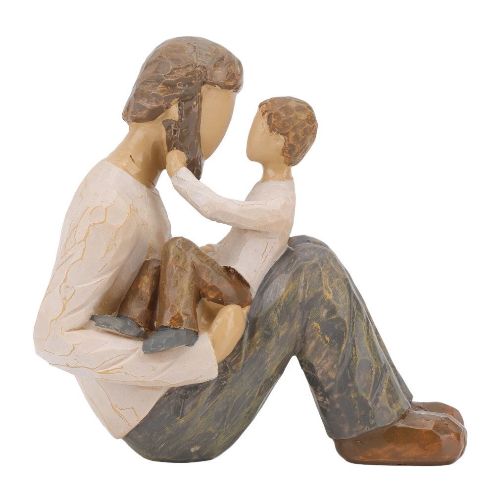 Father and Son Statue Hand Painted Lifelike Appearance Sturdy Resin Family Figurine for Bookshelf Cabinet Tabletop