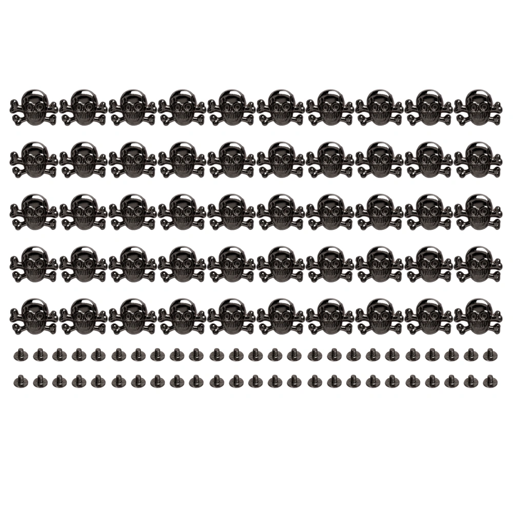 50 Sets Skull Rivets Gothic Style Beautiful Fashionable DIY Rivet Accessories for Making Shoes Belts Silver Black