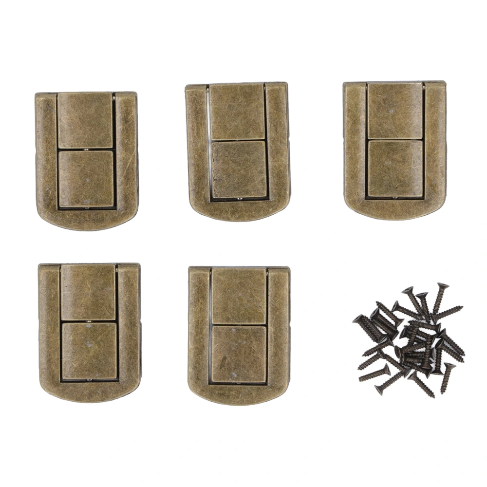 5sets Box Clasp DIY Green Bronze Retro Design 43x32mm 4 Mounting Holes Zinc Alloy Retro Design Latch Clasp with Screws